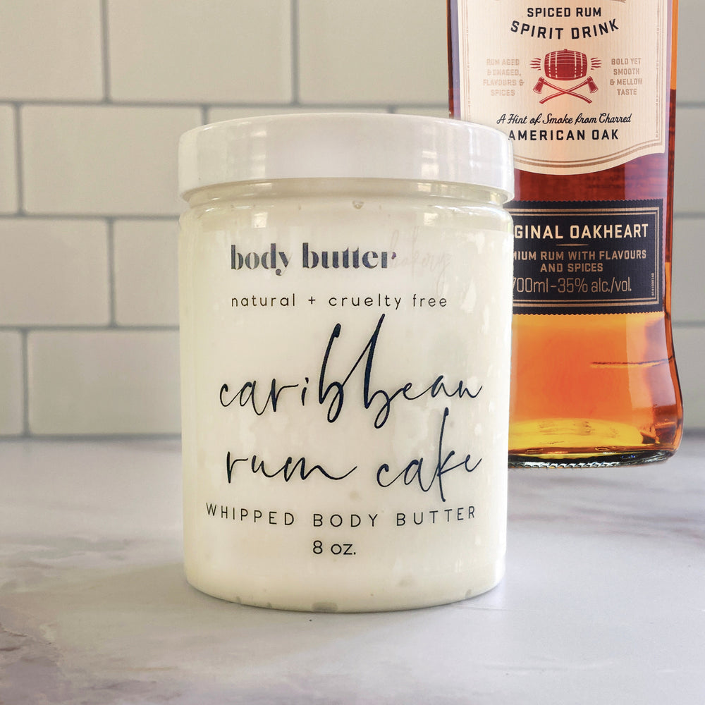 Caribbean Rum Cake Whipped Body Butter in kitchen